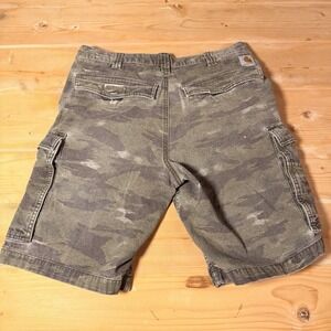 Carhartt Camo Cargo Shorts Men's 32 Canvas Relaxed Fit Faded Grunge 10" Inseam